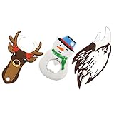 LIFKOME Flaschenöffner Bieröffner Kapselheber Bierflaschenöffner Bottle Opener Dosenöffner Weinöffner mit Silikon Schneemann Hirsch zum Öffnen Kronkorken Flaschen Weihnachten Geschenk 3 Stück