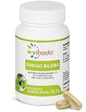 Vihado Ginkgo Biloba Kapseln – hochdosierter Ginko Extrakt + Pantothensäure für normale geistige Leistung – vielseitiges Nahrungsergänzungsmittel – natürlich und vegan – 90 Kapseln