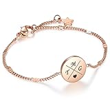 TMT Personalisiertes Armband mit Buchstaben, Initialen | Freundschaftsarmband mit Gravur | Namensarmband | silber rosegold gold | Geschenk | Armband Mädchen, bff, Schwesterherz, Mutter und Tochter