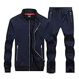 ZYZMH Sportanzug Männer Trainingsanzug Herbst Winter Neue Langarm Jacke Elastische Taille Pants Zweiteiler Set Laufen Set (Color : C, Size : 7XL Code)