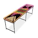 Beerpong Tisch mit LED Beleuchtung - Im Space Lava Black Design + 6 Premium BierPong Bälle. MBP MyBeerPong® Bier-Pong Tisch in orange + pink mit 3 Leuchtvarianten inkl. Dauerbeleuchtung