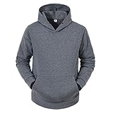 Frauen Casual Hoodies Langarm Solid Lightweight Pullover Tops Loose Unisex Sweatshirt Mit Tasche Dark Gray M