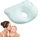 Onepeak Babykissen, Babykissen gegen plattkopf, Orthopädisches Baby Kissen, Baby Memory Schaum Kissen, Babykissen gegen für Neugeborene, Kleinkinder, Kinder(Katze Blau)