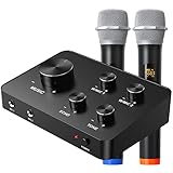 Bluetooth Karaoke Mikrofon, Kabelloses Mikrofon Kit, Karaoke Anlage mit 2 Mikrofonen für TV, PC, Party, Meeting, DJ, Lautsprecher, Kirche, Hochzeit, Unterstützt HDMI, AUX In/Out