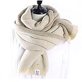 UKKD Schal Kaschmirschals Frauen Herbst Winter Doppelseitige Stickerei Ananas Wraps Schal Dame Dicke Warme Mesh Schal Schal,Beige,220 cm