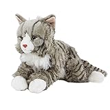 Teddys Rothenburg Kuscheltier Main Coon norwegische Katze liegend grau getigert 38cm Plüschkatze Uni-Toys