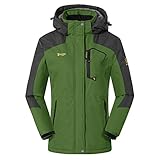 donhobo Damen Fleecejacke Winter Warm Softshelljacke Outdoor Skijacke Winddichte Wasserdicht Atmungsaktiv Regenmantel Funktionsjacke (Grün, XS)