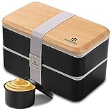 Sinnsally Bento Box Japanisch für Erwachsene/Kinder,Lunchbox mit Fächern,Brotzeitbox mit Besteck Brotbox,Brotdose Lunch Boxen Essensbox Jausenbox mit Unterteilung,Vesperdose Mittagessen Salatbox to go