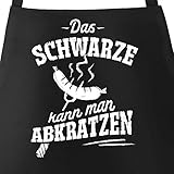 MoonWorks® Grill-Schürze für Männer mit Spruch Das Schwarze kann Man abkratzen Spruch lustig Grillen Baumwoll-Schürze Küchenschürze schwarz Unisize