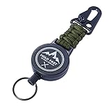 Schlüsselband ausziehbar - Ausweis Jojo - Schlüssel Jojo - Hold Fast Outdoor Schlüsselanhänger Keyholder Band mit Karabiner und Paracord oliv grün army green - Skipasshalter (1, army green)