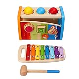 Naroote Shape Sorter Xylophon, 2 in 1 Gratfreies Hämmern auf Wasserbasis, Hämmernde Spielzeuge für den Kindergarten