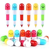 Mengger 30Pcs Druckkugelschreiber Kapsel Pillen Stifte Mini Versenkbare Pille Kugelschreiber Neuheit Ballpen Favor Gift Retractable Pill Stift Geschenk Pen für Studenten