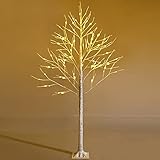 COSTWAY 120/180cm LED Lichterbaum, Birkenbaum mit warmweißen LED-Leuchten, künstlicher Weihnachtsbaum, Tannenbaum, Christbaum, Kunstbaum, Dekobaum (180cm)