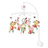 Fehn 074291 Musik-Mobile Safari – Spieluhr-Mobile mit bunten Safari-Tieren zum Lauschen & Staunen – Melodie 'Brahms Wiegenlied' – Zum Befestigen am Bett für Babys von 0-5 Monaten – Höhe: 65 cm, ø 40 cm