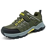 Littleplum Trekkingschuhe Kinder Wanderschuhe Jungen Schuhe Kinder Traillaufschuhe Atmungsaktiv rutschfest Outdoorschuhe(C Armeegrün,33EU)