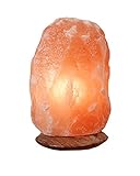 HIMALAYA SALT DREAMS Beleuchteter Salzkristall Rock mit Holzsockel, Kristallsalz aus Punjab/Pakistan, Orange, ca. 2-3 Kg