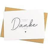 5 Karte Danke A6 mit Naturkuvert und Dankeschön Aufkleber Grußkarte zum Danke sagen Blanko Karten