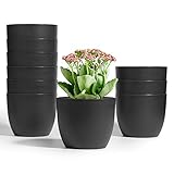 T4U 12cm Selbstwässernder Blumentopf Schwarz 10er-Set, Selbstbewässerung Wasserspeicher Pflanzgefäß Übertopf für Innen- und Außenbereich