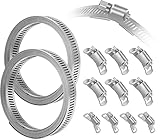 2 Stück Schlauchschellen Set Einstellbare Edelstahl Schlauch Clips mit 10 Schnecken Klemme Schlauchklemmen für Pool, Garten, Haus Gas Rohr, Wasserrohr, Teich, Automobil-Tubing