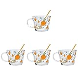 UPKOCH 4 Sets Frühstück Süß Muster Dekor Accessoire Pfote Wein Wiederverwendbar Transparent Büro Tassen Tasse: Espressolöffel Tee Messbecher mit Obst Niedliche Eisbecher Restaurantgläser