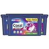 Coral Waschmittel Caps Optimal Color Allin1 Colorwaschmittel für saubere Farben und frischen Duft 3 x 50 WL (150 Caps) 3er XXL-Pack