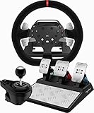 PXN V10 Force Feedback Lenkrad - 270/900° Gaming Lenkrad mit Pedalen und Schaltung, Spiel Rennlenkrad mit Tool App und 4 Paddle Shifters, PC Lenkrad für PS4, Xbox One, Xbox Series X & S