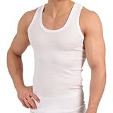 Celodoro Herren Feinripp Tank Top (5er Pack) Business Unterhemd ohne Nähte - Weiss L