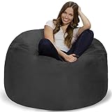 Chill Sack XL - Der Sitzsack Memory-Foam Füllung aus den USA - Das Sitzkissen für Kinder und Erwachsene mit kuschelweichem, waschbarem Velourbezug in Anthrazit!