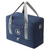 Sporttasche Trocken Nass Trennung Schwimmtasche Wasserdicht Reisetasche Badetasche Waschtasche für Fitnessstudio, Pool, Strand, Urlaub, Reise, Outdoor Sport (Dunkelblau)