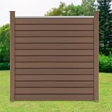 ML-Design WPC Sichtschutzzaun Komplettset, 1x Quadratelement aus 13 Paneele 170x175cm + 2x Pfosten 185cm, Braun, robust, zum aufschrauben, WPC-Zaun Gartenzaun Steckzaun Windschutzzaun Sichtschutzwand