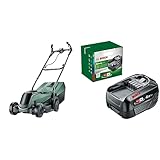 Bosch Akku-Rasenmäher CityMower 18 (18 Volt, ohne Akku, Schnittbreite: 32 cm, Rasenflächen bis 300 m², im Karton) & Akku Pack PBA 18V 4.0Ah W-C (18 Volt System, 4.0Ah Batterie Akku, im Karton)