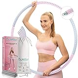 WENESS® Fitness Hula Hoop Reifen Erwachsene mit 6x200g Zusatzgewichten I Hula-Hoop-Reifen Anfänger bis Profi 900g bis 2,1kg I rosa/blau