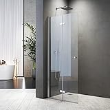 75x185cm Duschwand Walk in, Dusche Duschwand Doppel Faltbar Walk-in Duschabtrennung Walk in Dusche ESG Nano Glas