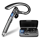 Bluetooth Headset mit Mikrofon, In Ear Freisprech Headset Handy Kabellos Kopfhörer mit LED Ladebox für Autofahren/Business/Büro, IPX7 Wasserdicht, Kompatibel mit iPhone Android Smartphones und Tablets