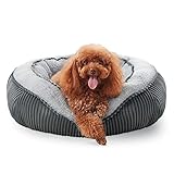 MIXJOY Hundebett Mittelgroße Kleine Hunde Hundekorb Waschbar, Rechteckig Hundekorb Flauschig, rutschfest HundeköRbchen Hundesofa mit Rand, Kuschelig Haustierbett für Hunde (M 64×53×20cm Grau)