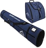 normani Kombi Skitaschen Set bestehend Verstellbarer Ski-Tasche 160-190cm und Zubehörtasche für Schuhe, Helm und weiteres Equipment Farbe Navy