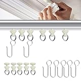 Catelves 100 Stück Gardinenhaken Gleiter, Gardinenröllchen, Curtain Hooks, Osengleiter, Gardinenhaken für Schienen, für Schiene, Curtain Hooks Türvorhang Duschvorhänge