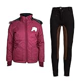 MS-Trachten Reitset Kinder Reitjacke Mia Maroon gesteppt mit Reithose schwarz braun (134/140)