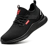 Nasonberg Arbeitsschuhe Herren Damen Sicherheitsschuhe Stahlkappen Schutzschuhe Leicht Stahlkappenschuhe Sportlich Arbeitsschutzschuhe Unisex (C Schwarz 44EU)