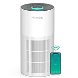 HIMOX Luftreiniger Raucherzimmer mit H13 HEPA Luftfilter gegen 99,97% von Schimmel Staub Pollen für Allergiker, Air Purifier 22dB Schlafmodus Timer Raumluftreiniger CADR bis 220m³/h für 50m²