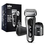 Braun Series 8 Rasierer Herren mit 3+1 Scherkopf, Elektrorasierer & Trimmer für Präzision, Sonic-Technologie, 40°-Kopf, Konturenanpassung, Reinigungsstation, Wet & Dry, Geschenk Mann, 8467cc, silber