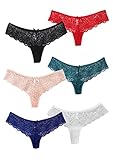 YYIDATON Damen Tanga Unterhosen Spitze String Unterwäsche Sexy Panties 6er Pack Underwear Set(A-Mehrfarbig,S)