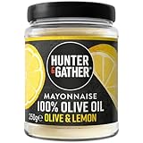 Hunter & Gather Oliven & Zitronen Olivenöl Mayonnaise 240g | Hergestellt mit Eigelb aus Britischer Freilandhaltung | Paleo, Keto, Zucker- und Glutenfreie Olivenöl Mayo | Ohne Künstliche Aromastoffe