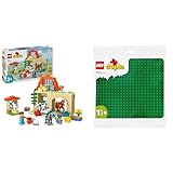 LEGO DUPLO Town Tierpflege auf dem Bauernhof, Spielzeug für Kinder ab 2 Jahre & DUPLO Bauplatte in Grün, Grundplatte für DUPLO Sets, Konstruktionsspielzeug für Kleinkinder 10980