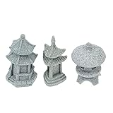 Cabilock 3 Stücke Mini Japanische Steinlaterne Asiatische Pagode Statue Miniatur Garten Steine Skulptur Steinfigur für Aquarium Ornamente Micro Landschaft Dekoration Feengarten Zubehör Deko