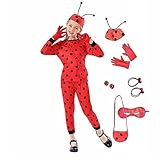 GREAHWD Marienkäfer Kostüm für Mädchen, Halloween Karneval Maskerade Fantasy Kostüm Set 3-10 Jahre alt tolles Geschenk für Kinder (XL)