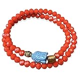 Wickel-Armband mit Koralle, Glasschliffperlen & Buddha -orange, hellblau, golden/Buddhaarmband, Wickelarmband - Yogaarmband