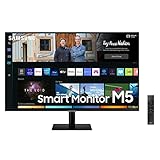 Samsung M5 Smart Monitor S27BM500EU, 27 Zoll, VA-Panel,Bildschirm mit Lautsprechern,Full HD-Auflösung,Bildwiederholrate 60 Hz, 3-seitig fast rahmenloses Design,Smart TV Apps mit Fernbedienung, Schwarz