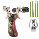 Toparchery Steinschleuder Slingshot Set,Steinschleuder Profi für Jagd Schleuder Set mit 2 Schleuder Gummibändern und 100 Stahlkugeln Jagd Schleuder mit Holz-Griff für Sport und Outdoor