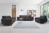 DOMO Collection Ricardo Couch 3-Sitzer Sofa/Breite: 224 cm, Garnituren mit Federkern in Kunstleder, schwarz, 224x95x81 cm